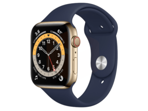 win apple watch 6 deep navy gold case